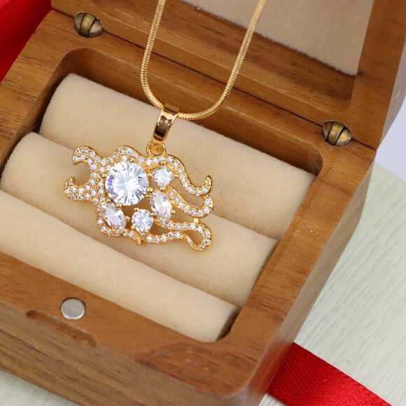 "Rose Gold Sparkling Mermaid Tail Pendant with White CZ Crystals, XPPT1539 - Picture 7 of 13